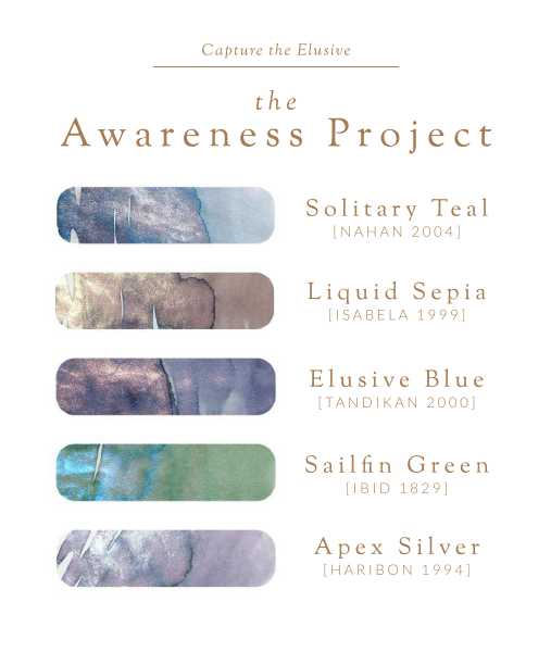 Vinta Inks 30ml Ink Bottle - The Awareness Project - Solitary Teal [Nahan 2010] — with pen