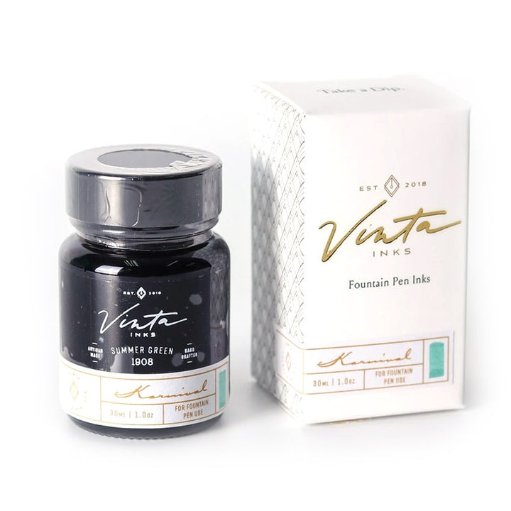Vinta Inks 30ml Ink Bottle Summer Green (Carnival 1908) — cap detail