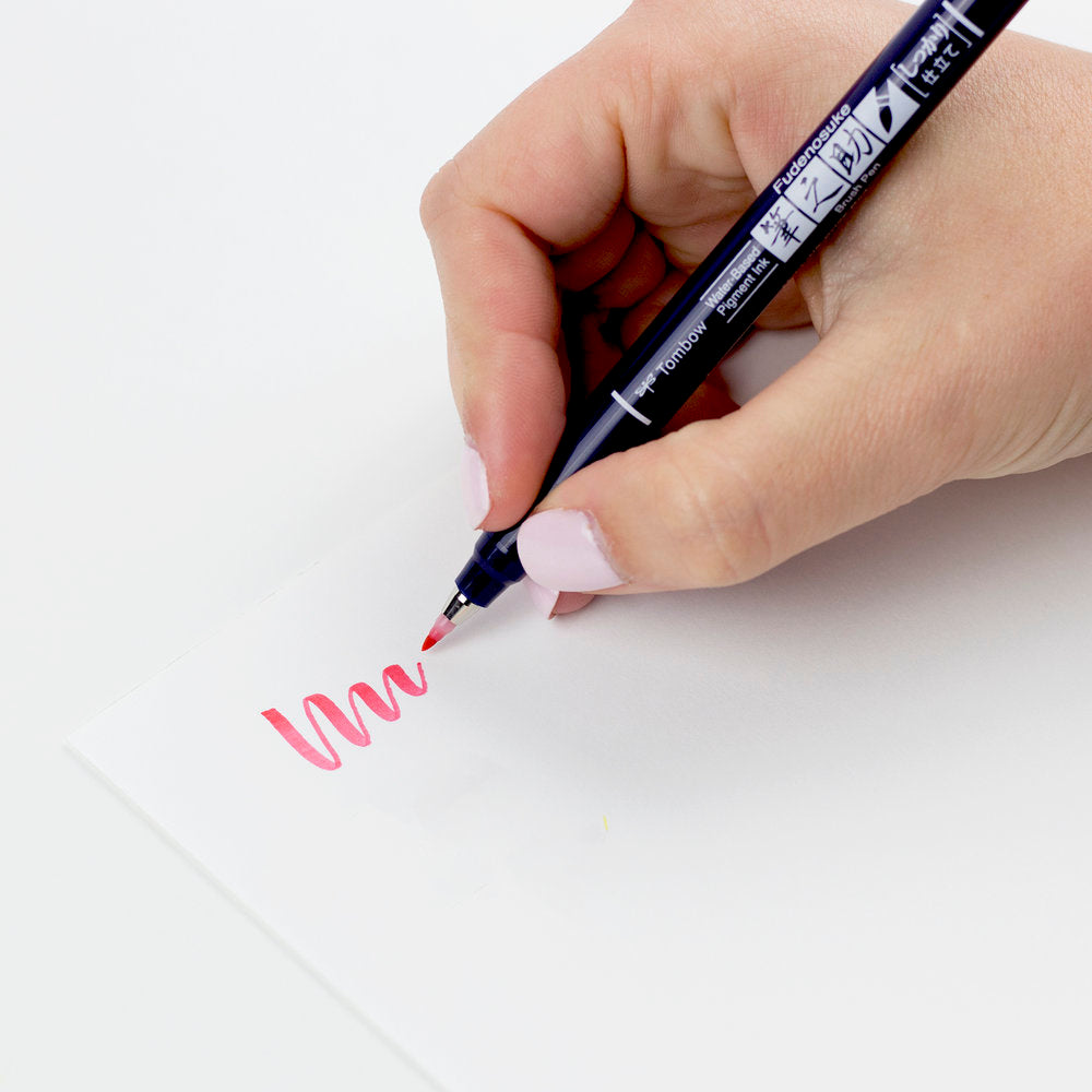 Tombow Fudenosuke Colour Hard Tip Brush Pen — flat lay