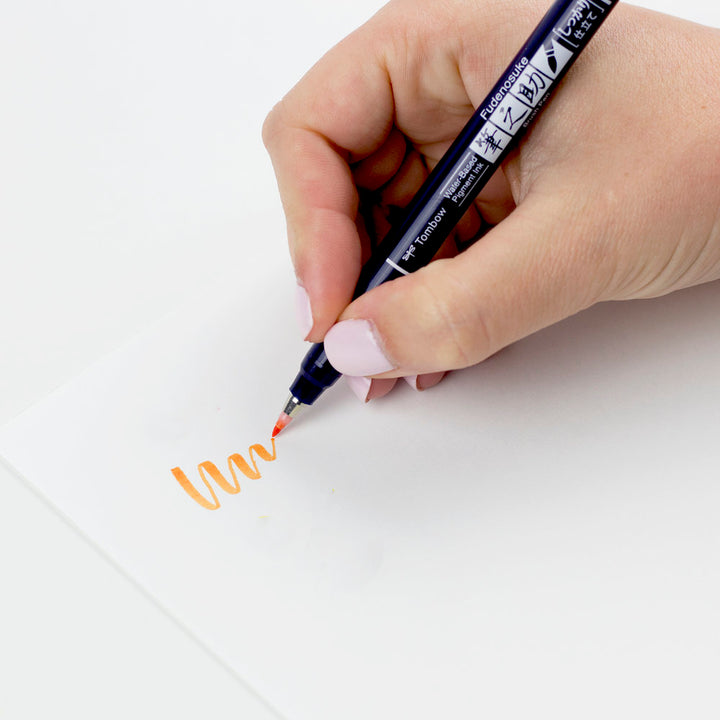 Tombow Fudenosuke Colour Hard Tip Brush Pen — flat lay