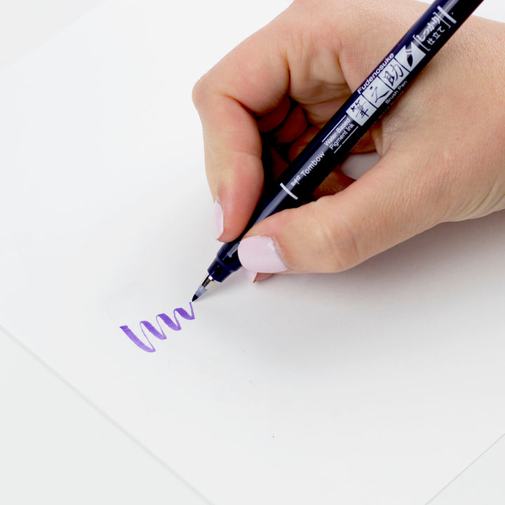 Tombow Fudenosuke Colour Hard Tip Brush Pen — flat lay