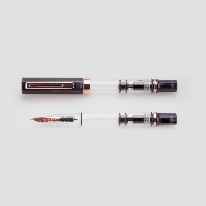 TWSBI ECO Fountain Pen - Smoke with Rose Gold Trim — flat lay