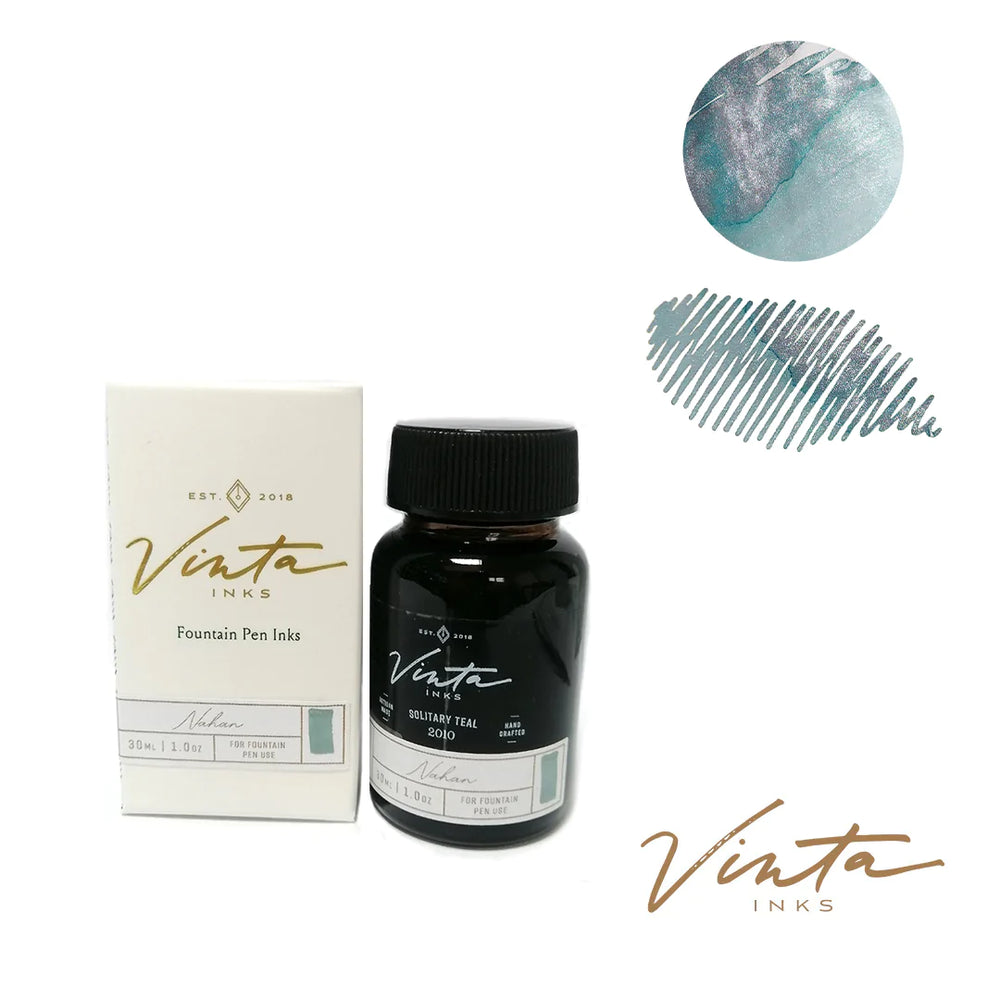 Vinta Inks 30ml Ink Bottle - The Awareness Project - Solitary Teal [Nahan 2010] — bottle at angle