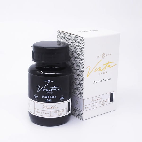 Vinta Inks 30ml Ink Bottle Black Onyx (Romblon 1582) — colour swatch on paper