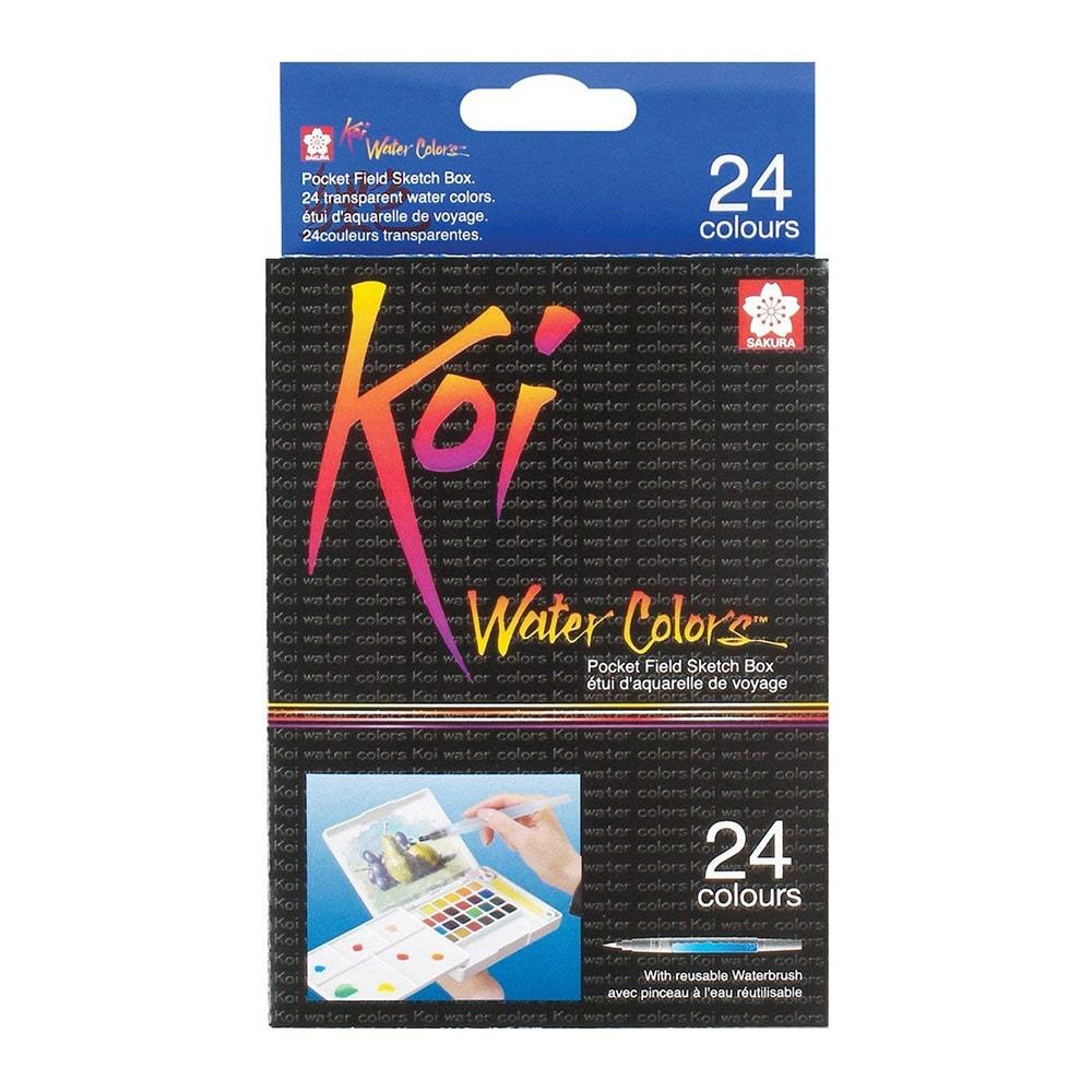 Sakura Koi Water Colors, Functional Case Set, 24-color set with WaterBrush — front view