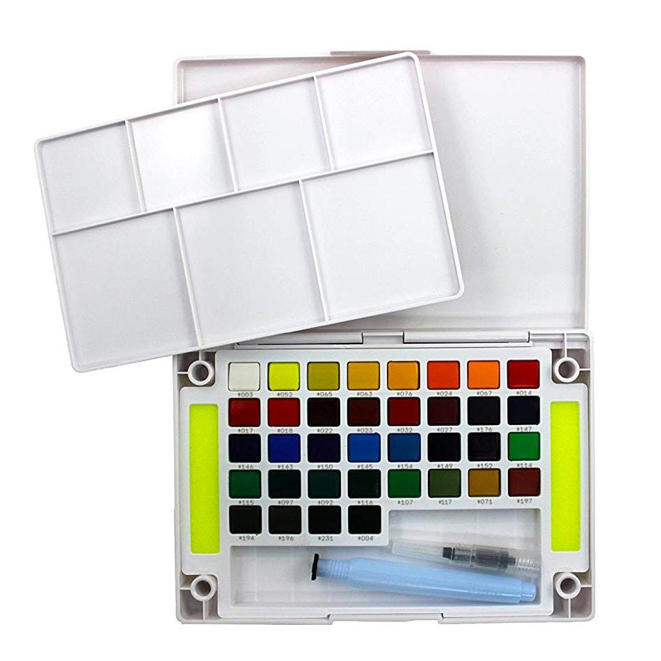 Sakura Koi Water Colors, Functional Case Set, 36-color set with WaterBrush — side view