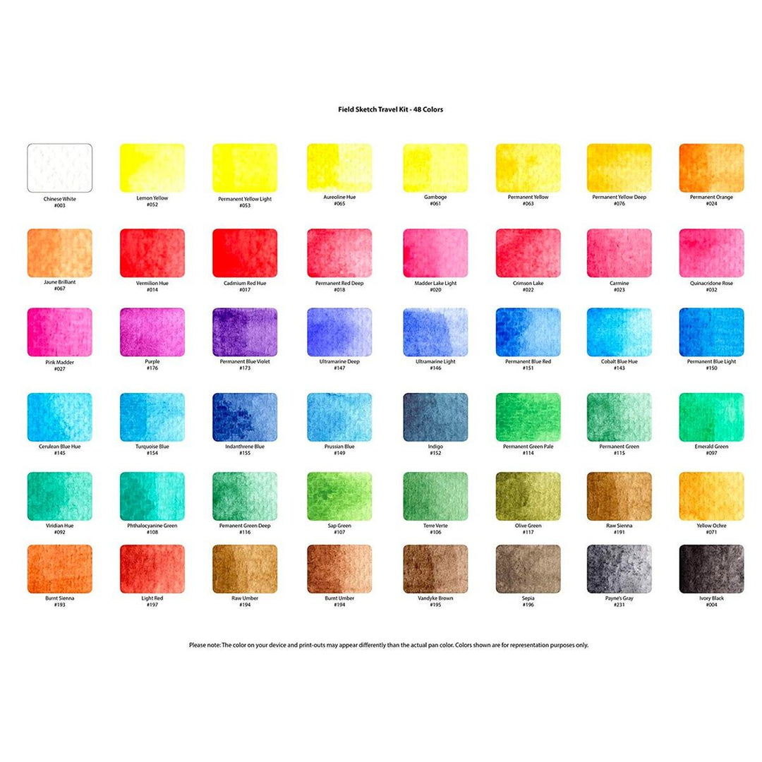 Sakura Koi Water Colors, Functional Case Set, 48-color set with WaterBrush — detail view