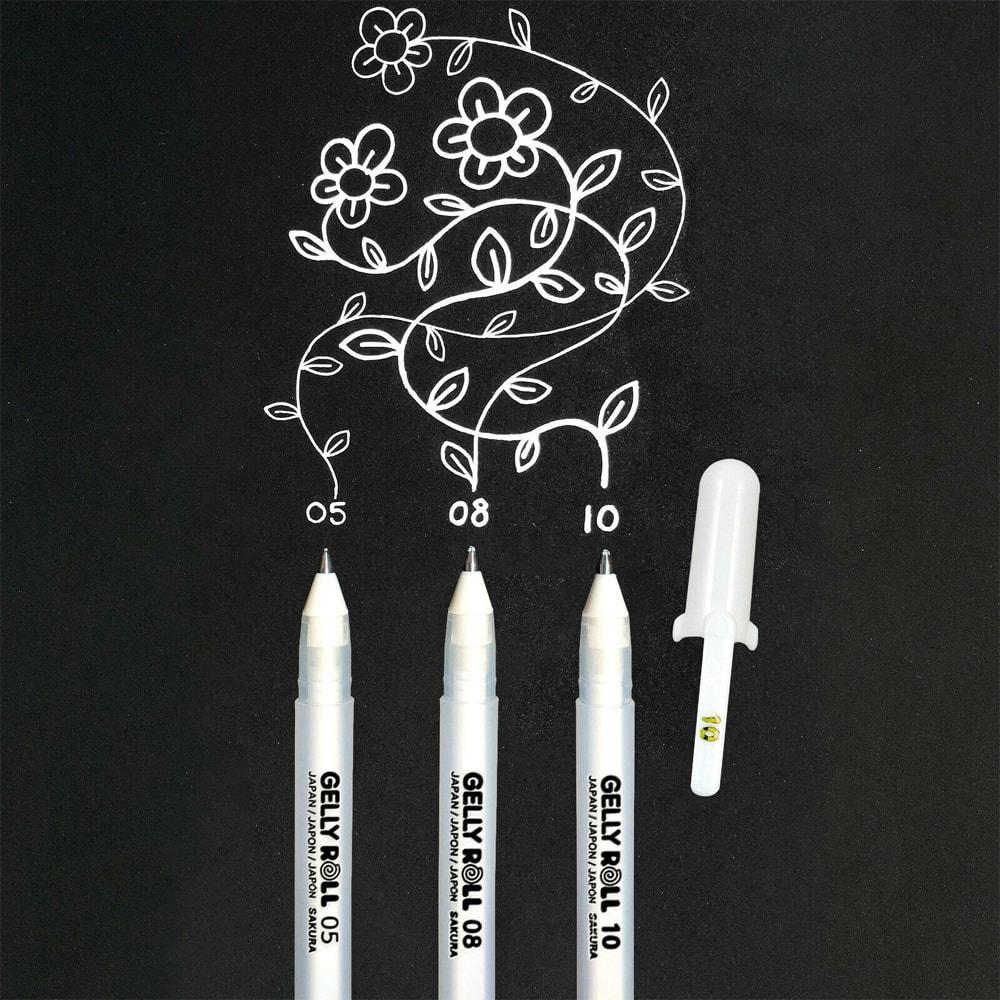 Sakura Gelly Roll White Pens Set of 3 — side view