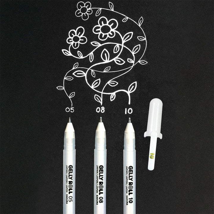 Sakura Gelly Roll White Pens Set of 3 — side view