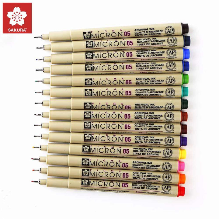 Sakura Pigma Micron 05 Set of 16 — side view