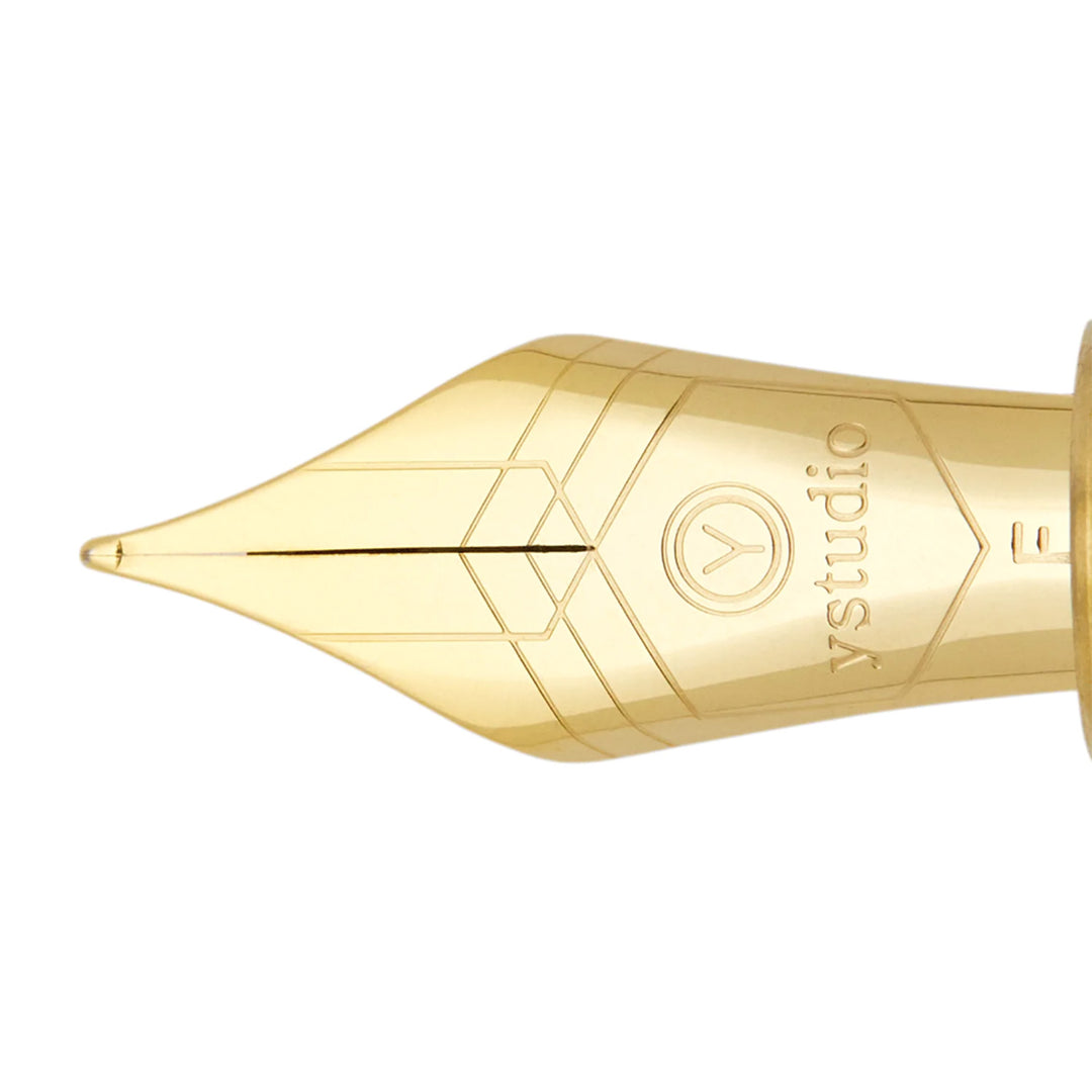 Ystudio Classic Revolve Fountain Pen Green — writing at an angle