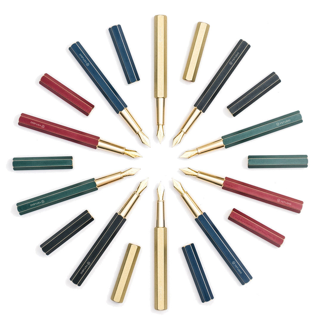Ystudio Classic Revolve Fountain Pen Green — barrel detail