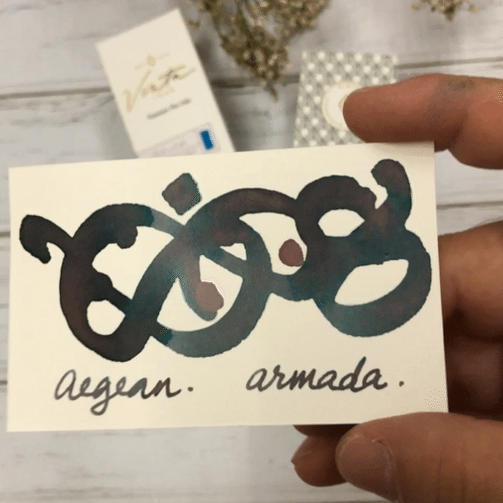 Vinta Inks 30ml Ink Bottle Aegean (Armada 1944) — colour swatch on paper