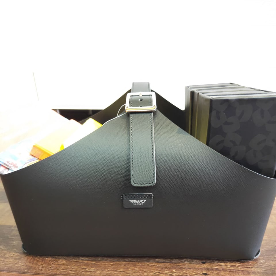 Intempo Leather Magazine Rack — detail view
