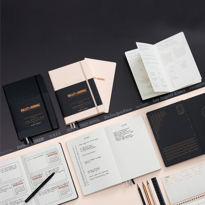 Leuchtturm1917 Bullet Journal Edition 2 A5 Medium Hardcover Notebook - Dotted / Black — flat lay