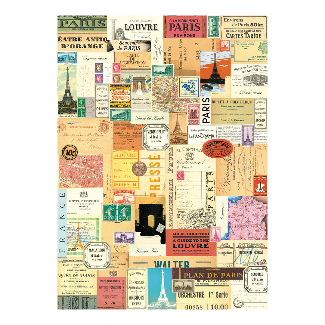 Cavallini Wrapping Paper Paris Ephemera — front view