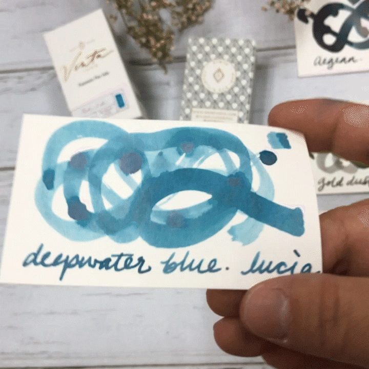 Vinta Inks 30ml Ink Bottle Deepwater Blue (Lucia 1952) — with pen