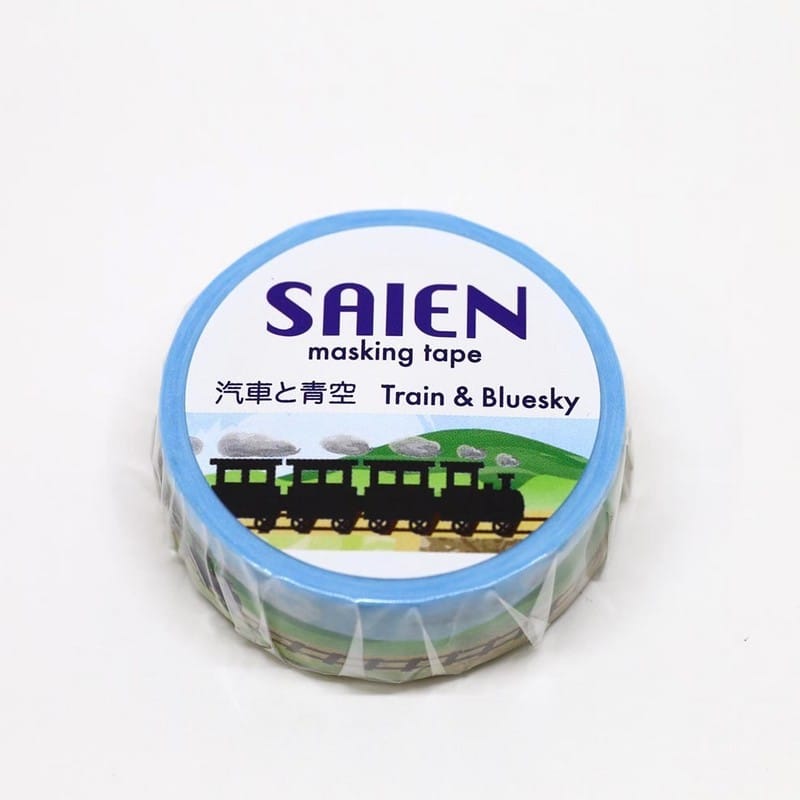 Saien Washi Tape Train &amp; Blue Sky — roll front