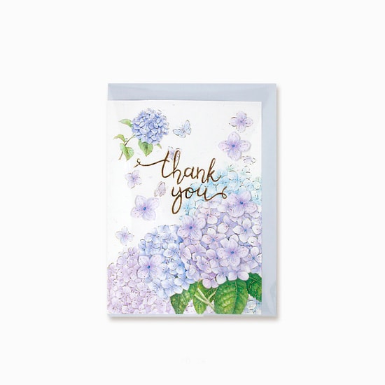 D'Won Card Thank You Hydrangea — front view