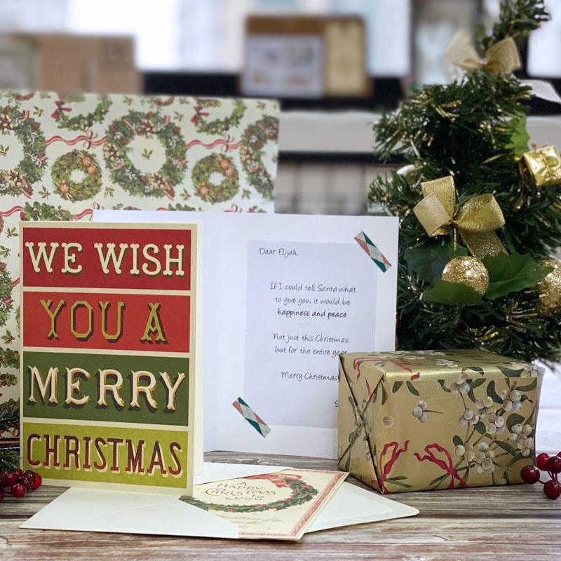Gift Wrapping with Card — side view