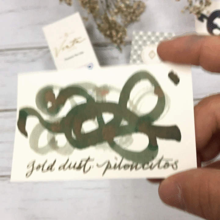 Vinta Inks 30ml Ink Bottle Gold Dust, Shimmer (Piloncitos 1521) — with pen