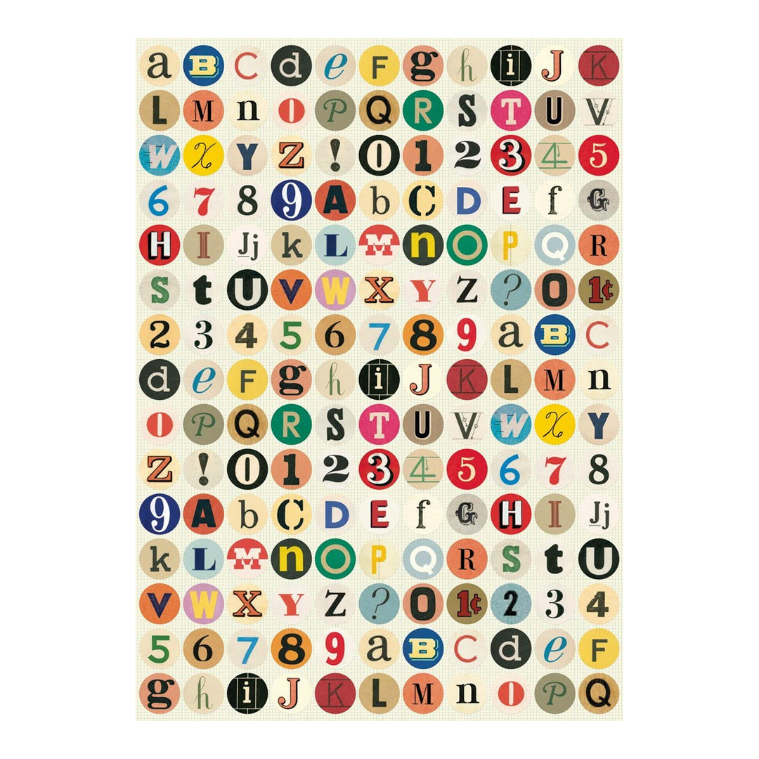Cavallini Wrapping Paper Vintage Alphabet — front view