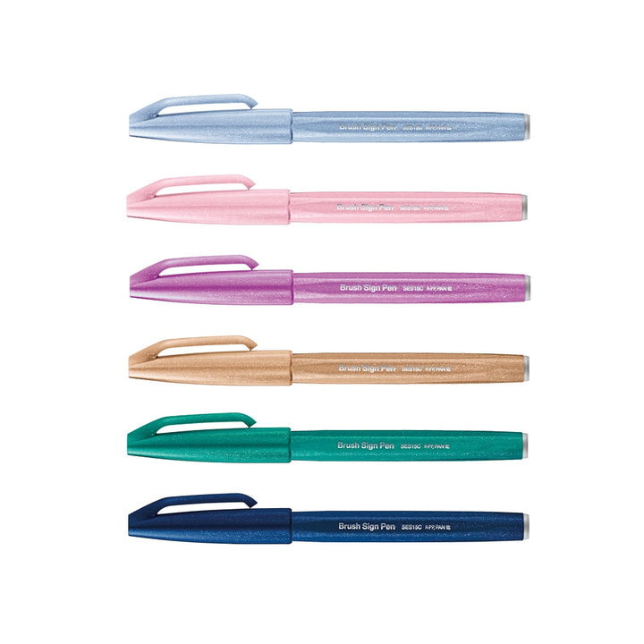 Pentel Touch Brush Sign Pen 6 Pieces Set II — side view