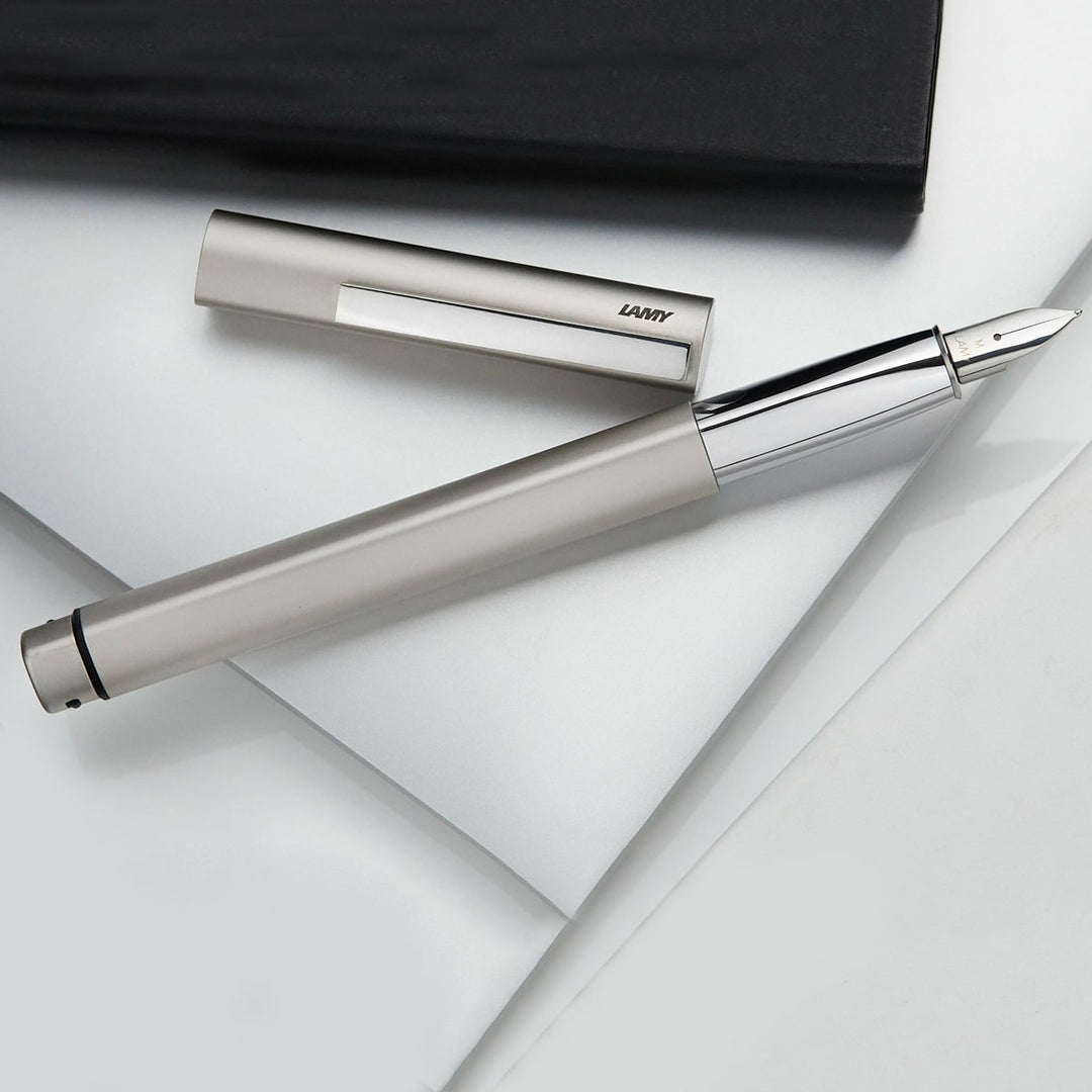 Lamy Ideos Pd Fountain Pen Palladium — flat lay