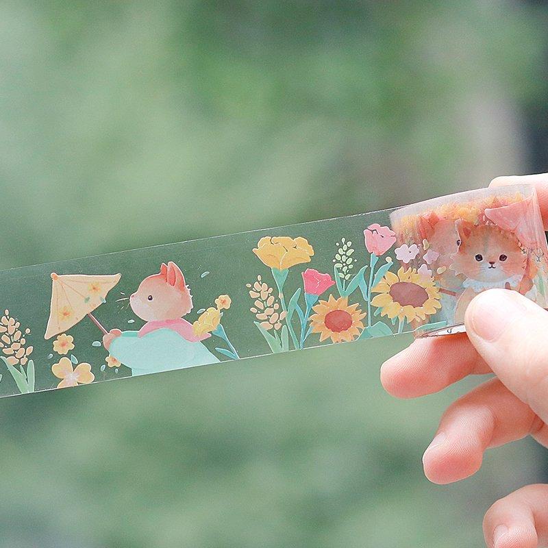BGM Sunflower Cat Clear Tape — with packaging
