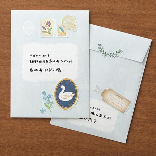 Midori Letter Set Collage - Bird Pattern — close-up