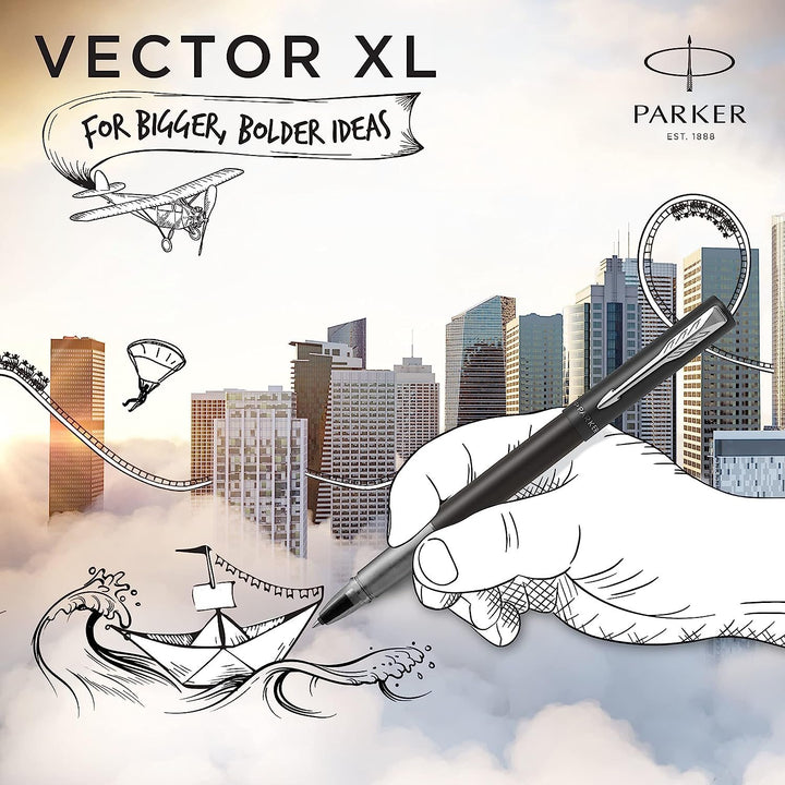 Parker Vector XL Rollerball Pen - Black — flat lay