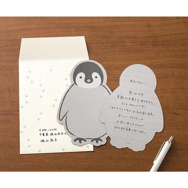 Midori Letter Set Die-Cut Animal - Penguin Pattern — side view
