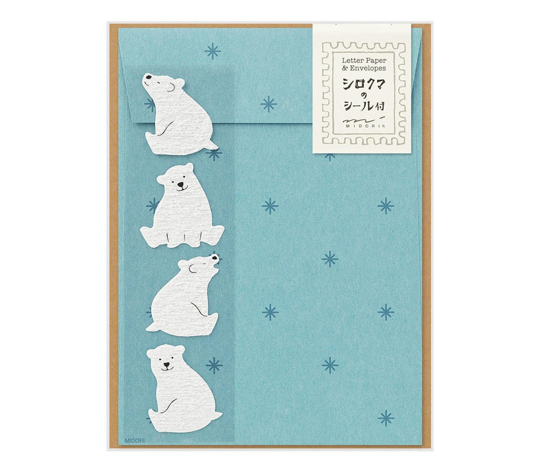 Midori Letter Set With Polar Bear Stickers — front view