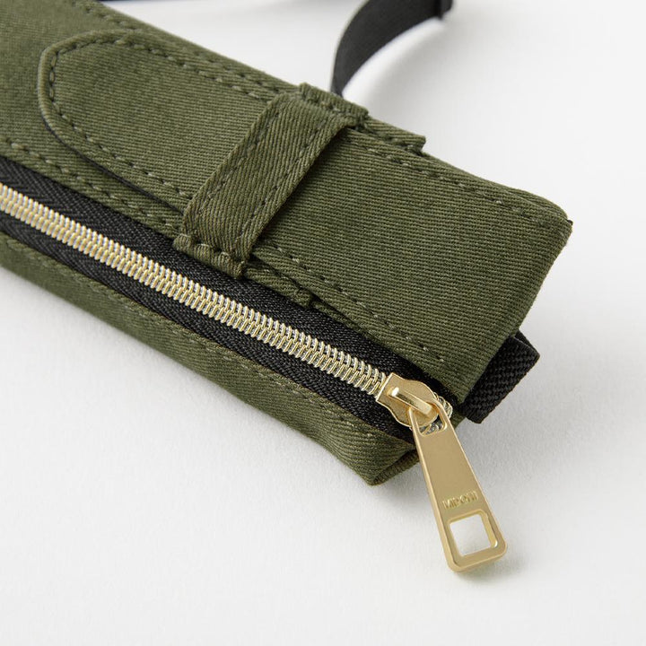 Midori Book Band Pen Case For B6 A5 Notebook Khaki — flat lay