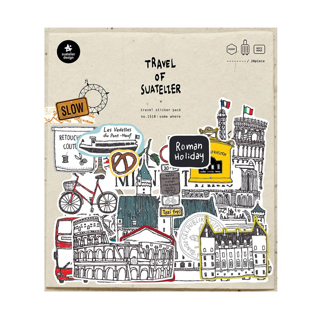 Suatelier Travel Luggage Sticker Pack - Some Where — front view