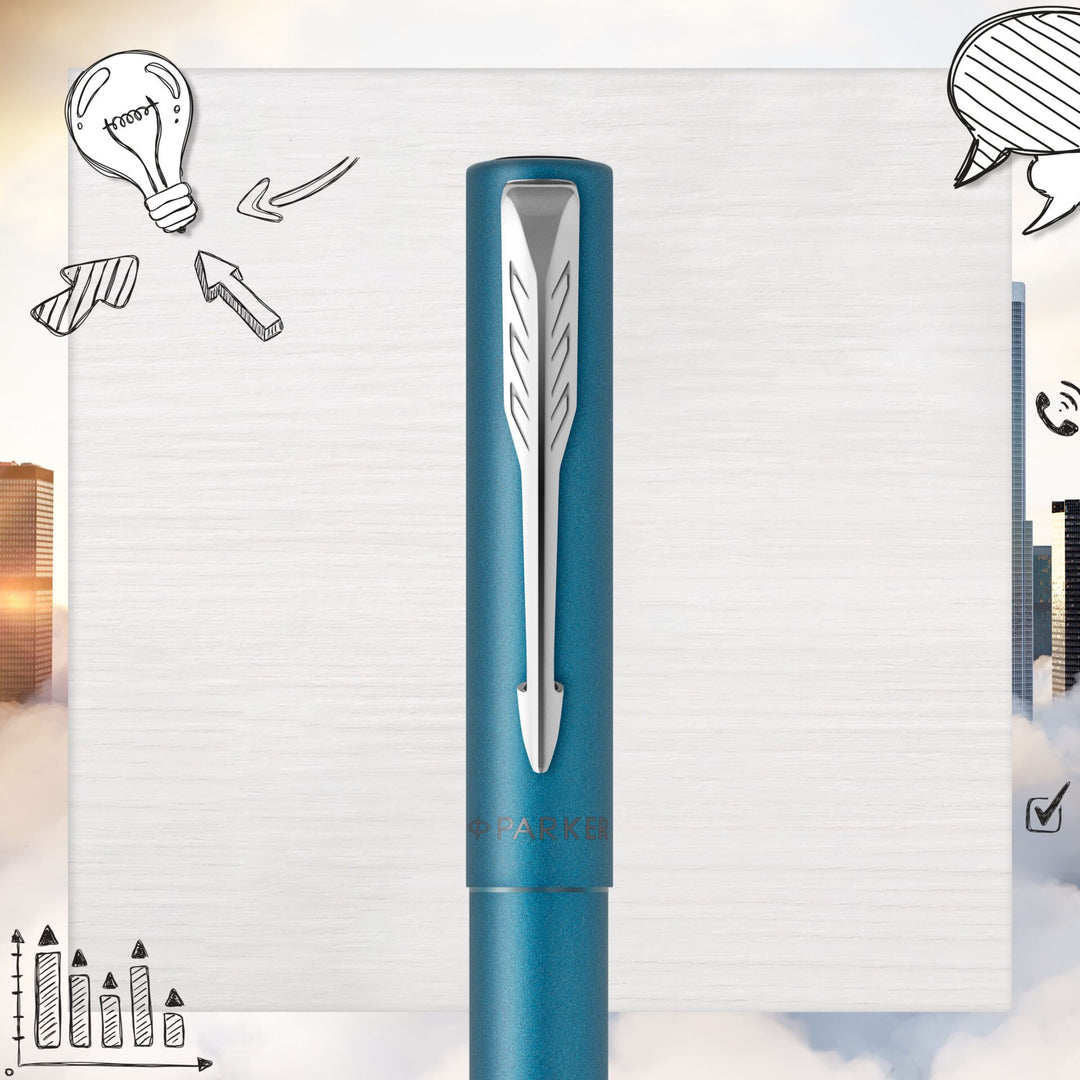 Parker Vector XL Rollerball Pen - Teal — flat lay