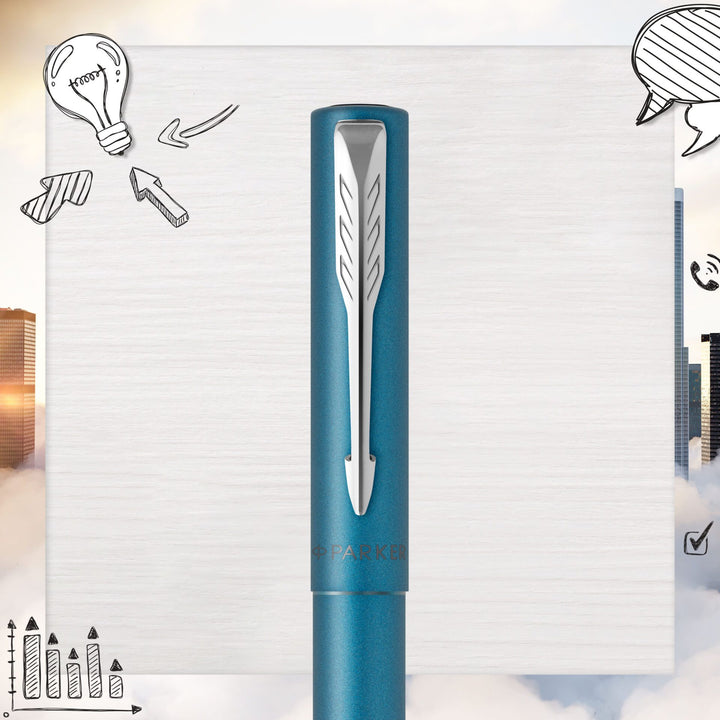 Parker Vector XL Rollerball Pen - Teal — flat lay