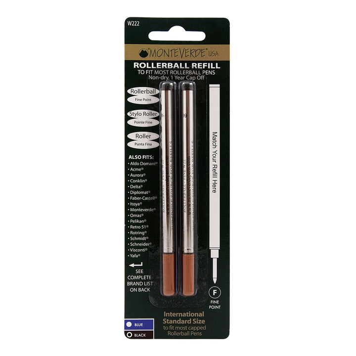 Monteverde Rollerball Refill to Fit Waterman Rollerball Pen, Pack of 2 — capped