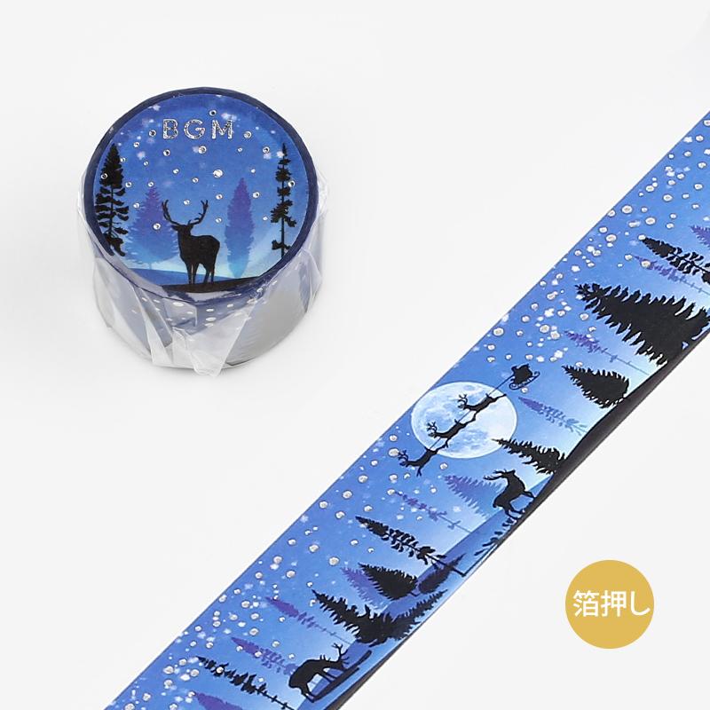 BGM Christmas Snowy Night Masking Tape — roll front