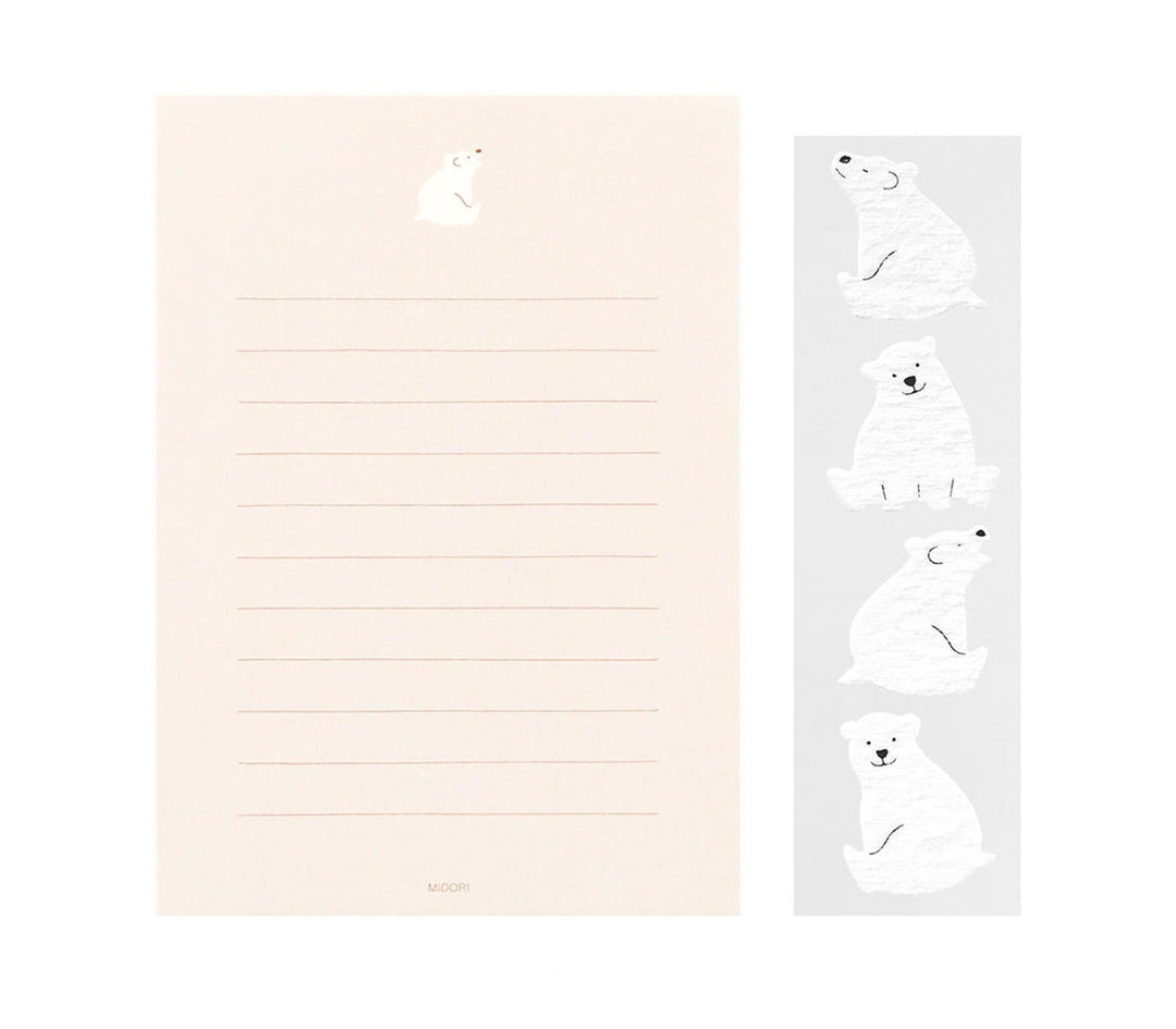Midori Letter Set With Polar Bear Stickers — detail view