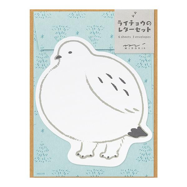 Midori Letter Set Die-Cut Animal - Grouse Pattern — front view