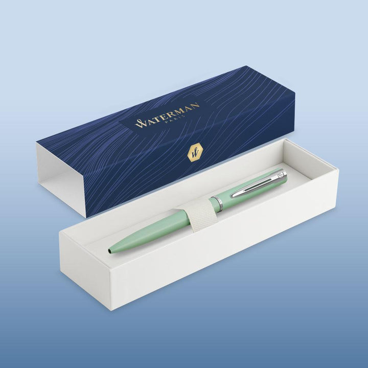Waterman Allure Ballpoint Pen + Pen Sleeve Gift Set — uncapped with cap posted
