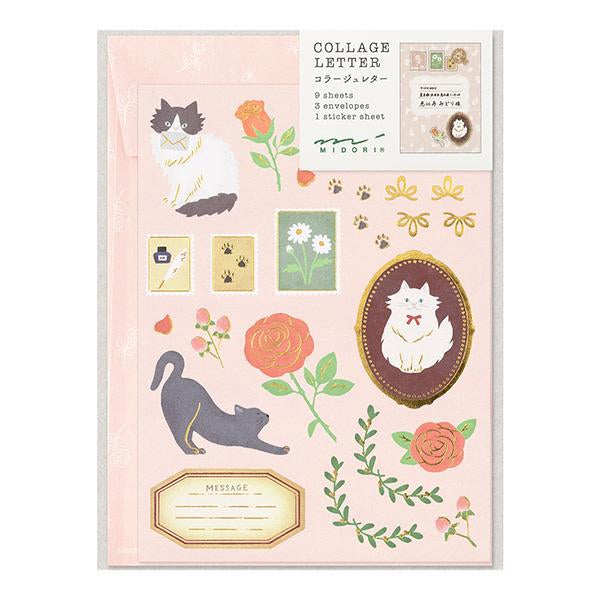 Midori Letter Set Collage - Cat Pattern — front view