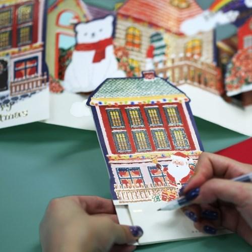 D'Won Christmas Santa Town Pop-up Card — side view