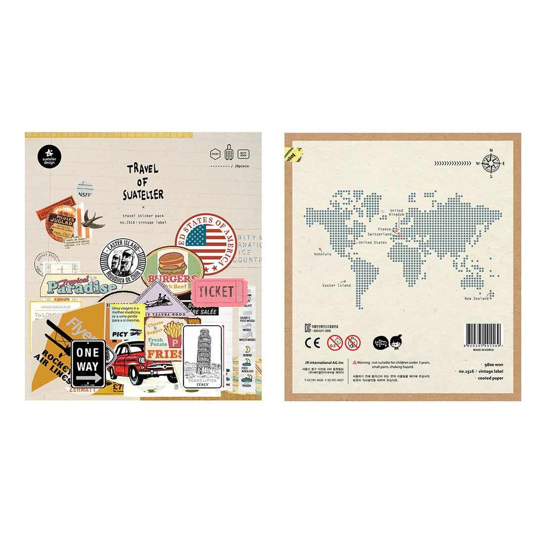 Suatelier Travel Luggage Sticker Pack - Vintage Labels — detail view