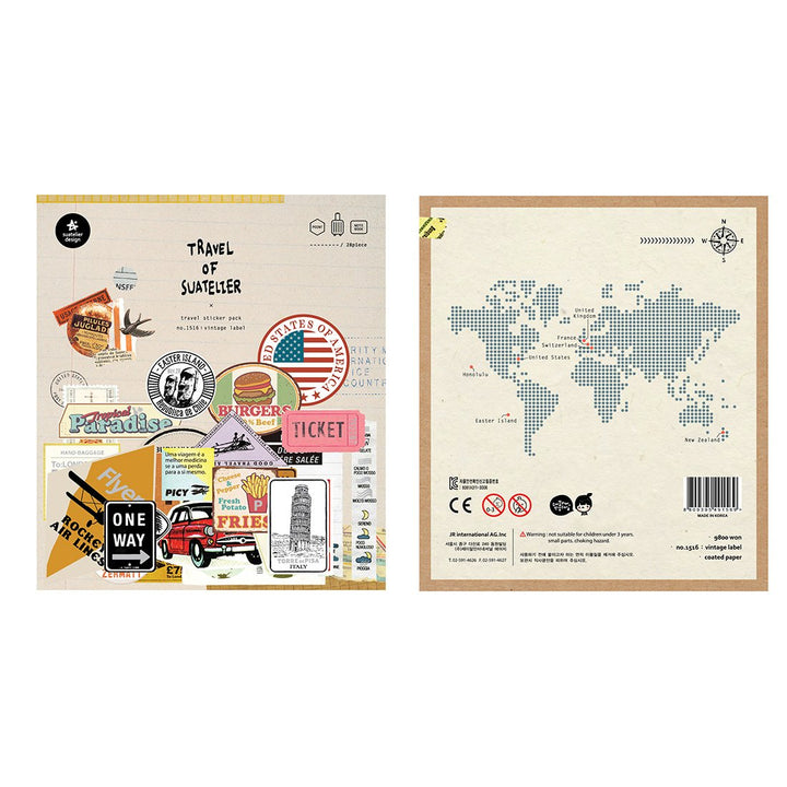 Suatelier Travel Luggage Sticker Pack - Vintage Labels — detail view