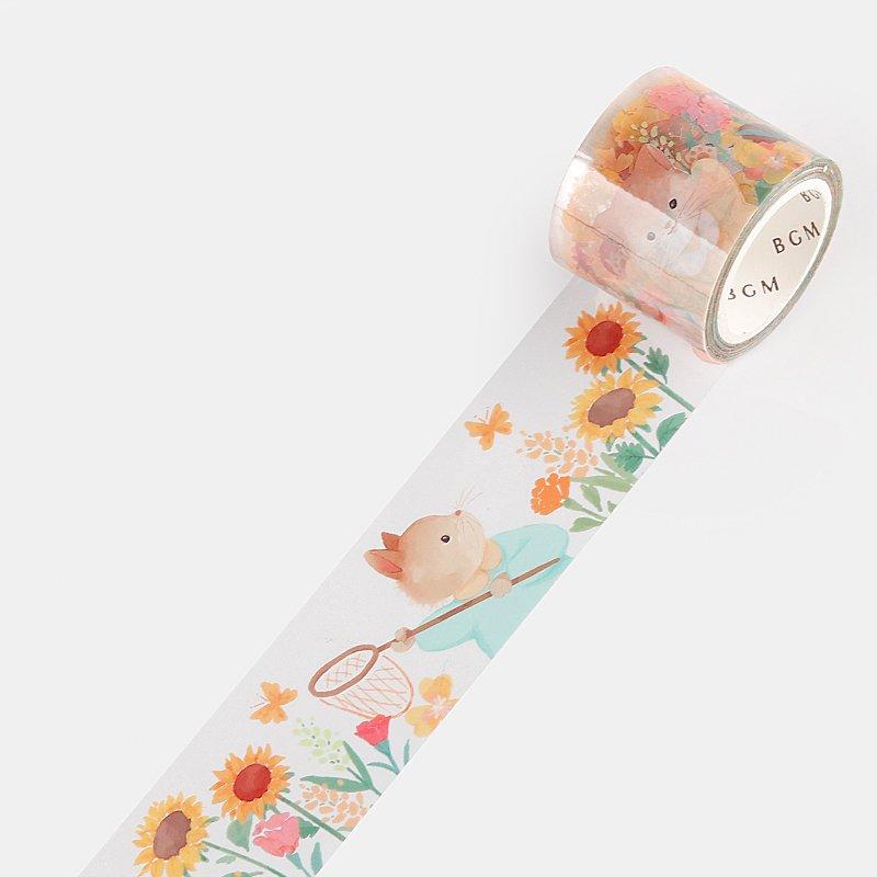 BGM Sunflower Cat Clear Tape — pattern detail