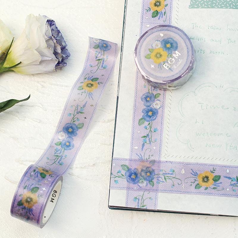BGM Embroidered Violet Ribbon Washi Tape — applied on surface