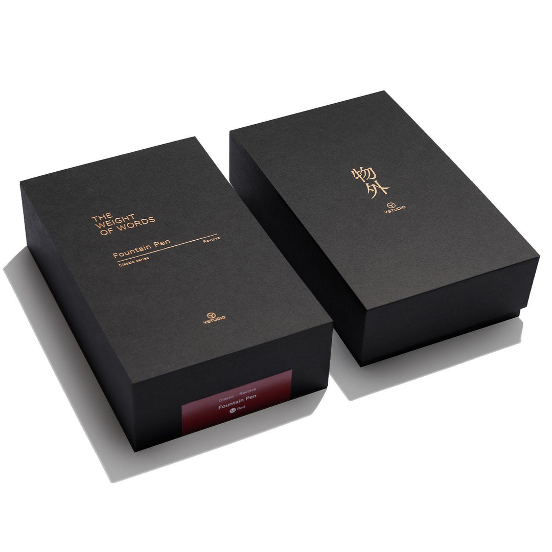 Ystudio Classic Revolve Fountain Pen Red — flat lay
