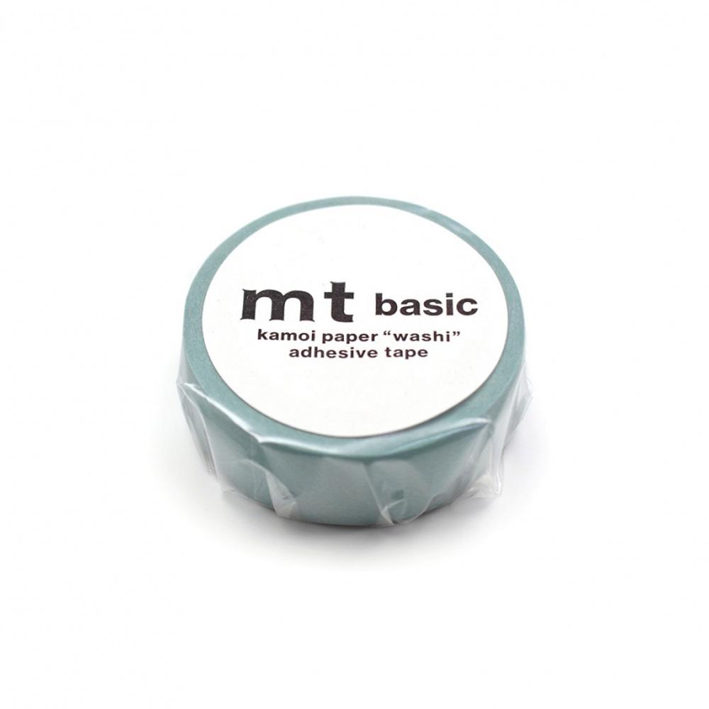 MT Basic Washi Tape - Matte Smoky Mint 7m — applied on surface
